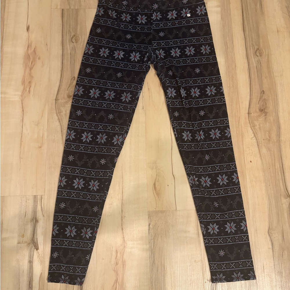Lucky Brand Navy Fair Isle Holiday Pajama Thermal Leggings